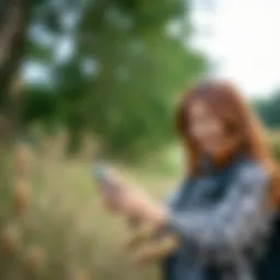 User engaging with the Seek Bird app in a natural setting