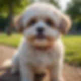 A playful Shih Poo enjoying a sunny day in the park