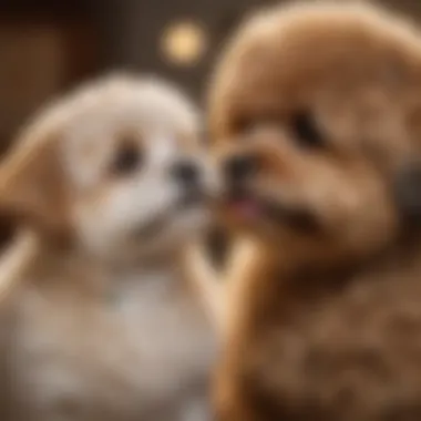 A Shih Poo interacting affectionately with its owner