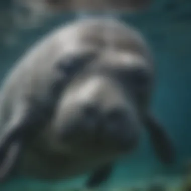 Conservation Efforts for Manatees A conservation effort poster featuring a manatee, aimed at raising awareness for their protection.