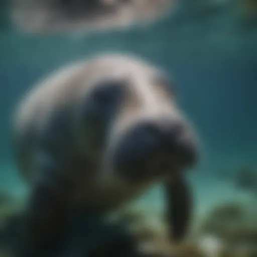 A serene manatee gliding through clear waters, showcasing its gentle nature.
