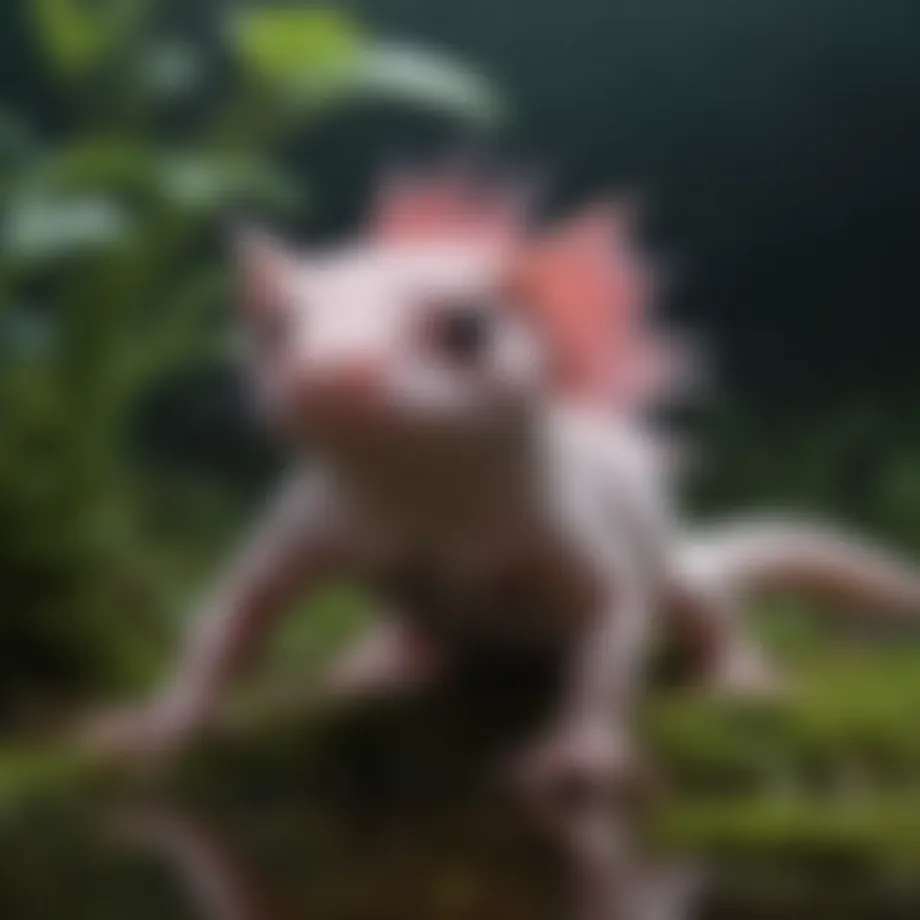 A rare axolotl showcasing its unique regenerative abilities and vibrant colors