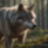 A wolf pack communicating in the wild with body language and vocalizations.