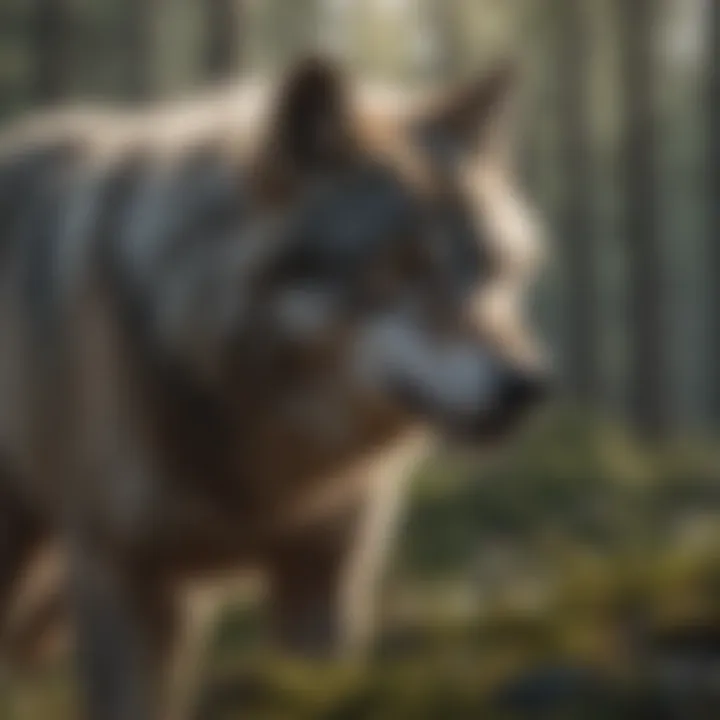 A wolf pack communicating in the wild with body language and vocalizations.