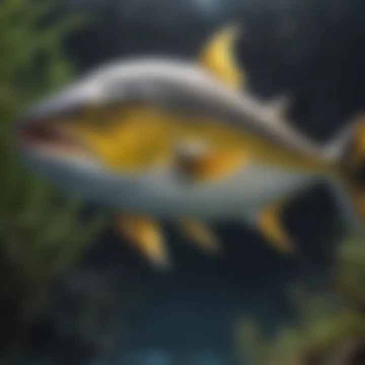 Infographic depicting the ecological impact and conservation efforts related to yellowtail fish.