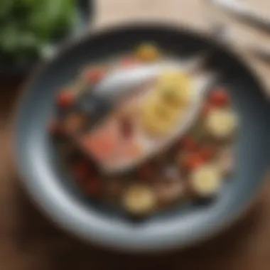 A plate featuring a culinary dish made with yellowtail fish, highlighting its culinary appeal.