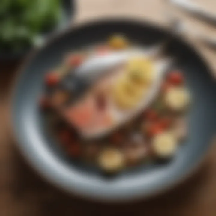A plate featuring a culinary dish made with yellowtail fish, highlighting its culinary appeal.