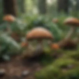 Dying mushrooms in a garden