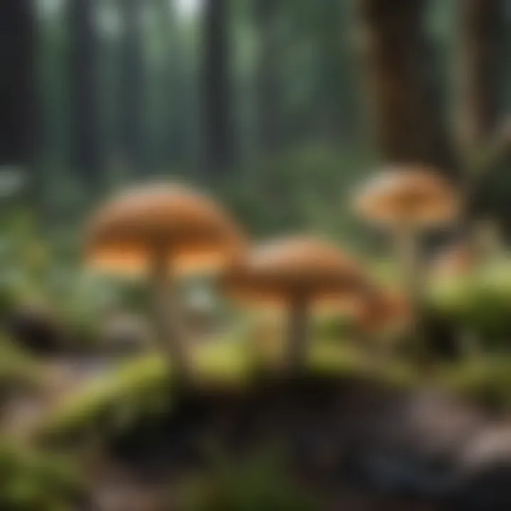 Fungal competition in a backyard