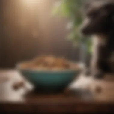 A bowl filled with bland, digestible food for dogs