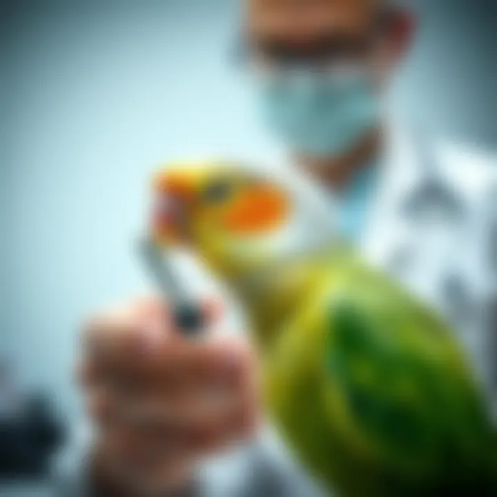 Veterinary Care for Parakeets Vet examining a healthy parakeet