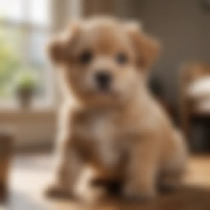 A happy Havashire puppy with its owner in a cozy home setting.