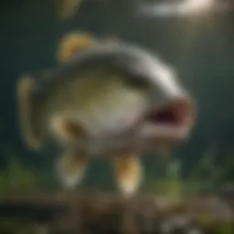 Largemouth bass swimming in clear water