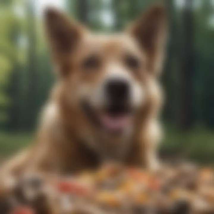 Dog enjoying freeze-dried food meal
