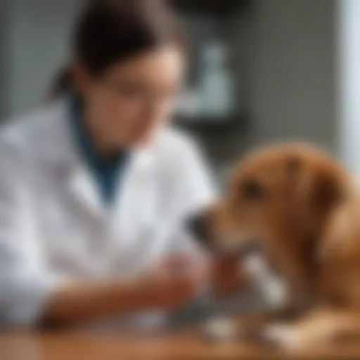 A veterinarian examining a dog, emphasizing gabapentin's role in pain management