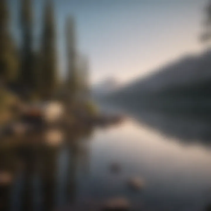 Campers enjoying a serene lakeside environment in Colorado