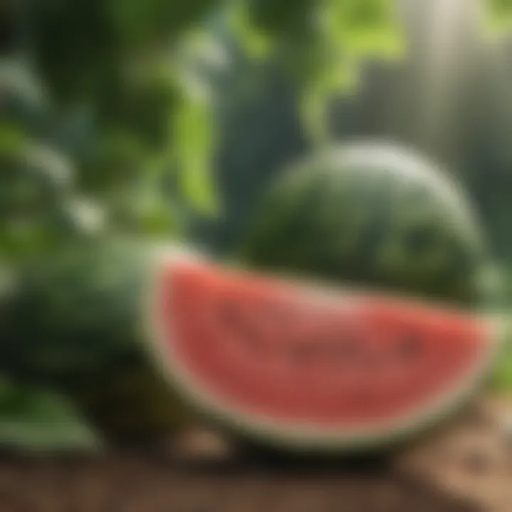 Watermelon plants thriving under sunlight