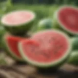 Vibrant watermelon varieties in a garden