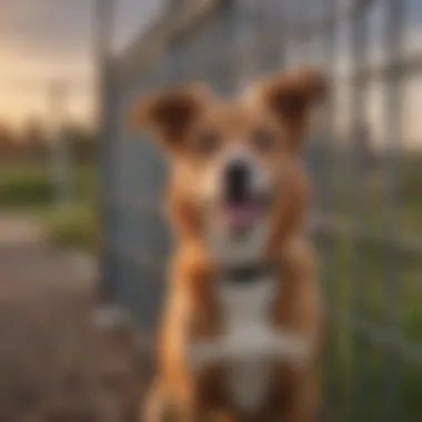 A happy dog playing safely within a mobile fence