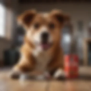 A happy dog enjoying a bowl of premium canned dog food