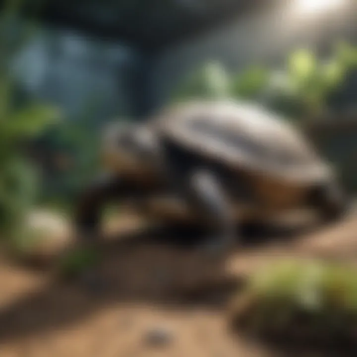 A well-maintained turtle enclosure showcasing proper setup