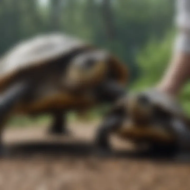 A turtle receiving health checkup by a veterinarian