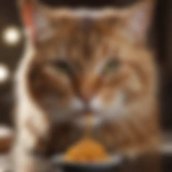 Healthy cat eating organic wet food
