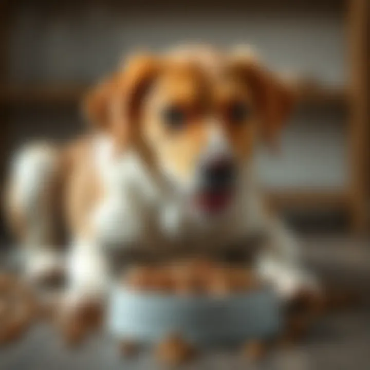 Healthy dog enjoying a bowl of dry food