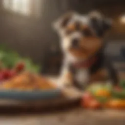 Colorful assortment of healthy dog food ingredients