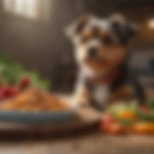 Colorful assortment of healthy dog food ingredients