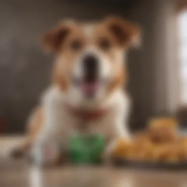 A happy dog enjoying a bowl of specialized hepatic canned food