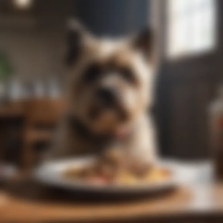 Cairn Terrier enjoying a meal