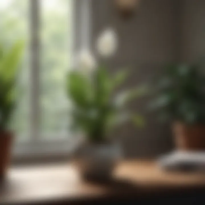 Peace lily flourishing on a desk