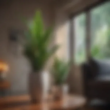 A vibrant snake plant in a modern living room