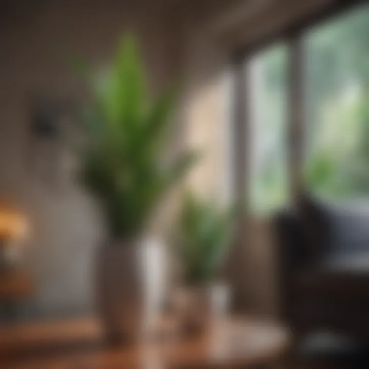 A vibrant snake plant in a modern living room