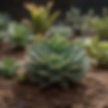 Succulent cuttings placed on a well-draining soil mix