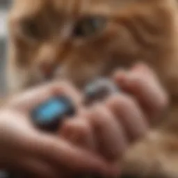 Glucose meter in a cat's paw
