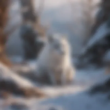 An Arctic fox den in a winter setting, highlighting its reproductive habits and denning behavior.