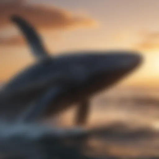 A mesmerizing breach of a humpback whale against the sunset