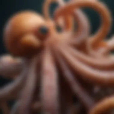 Intricacies of Anatomy: The Octopus's Unique Features A close-up of an octopus's unique anatomy, featuring its tentacles and suckers.