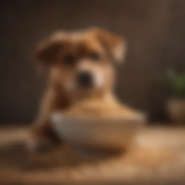 A bowl filled with nutritious brown rice alongside a happy dog