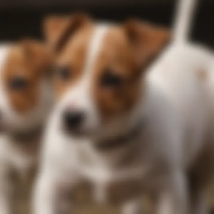 A dedicated breeder interacting with a litter of Jack Russell puppies