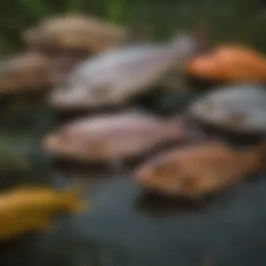 A close-up of various fish species found in Lake Conroe, highlighting their unique features.