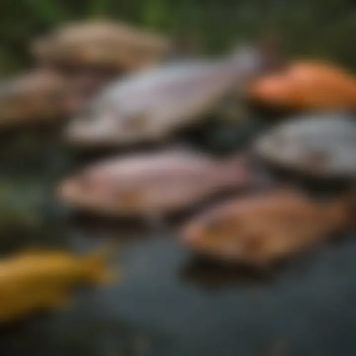 A close-up of various fish species found in Lake Conroe, highlighting their unique features.