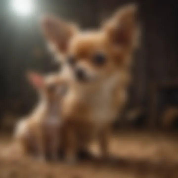 A long-haired deer head Chihuahua interacting with its owner in a loving environment.