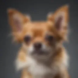 A playful long-haired deer head Chihuahua showcasing its unique features.