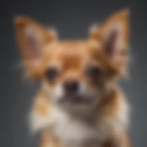 A playful long-haired deer head Chihuahua showcasing its unique features.