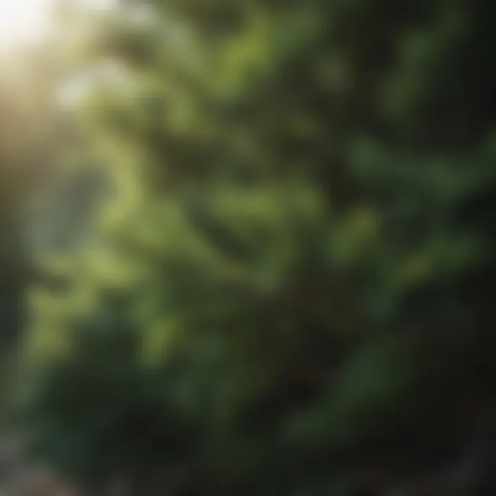 Detailed view of maintenance practices for evergreen shrubs.