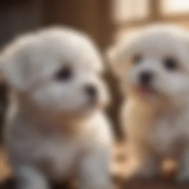 Breeder and Maltese Puppy Interaction A dedicated breeder interacting with a Maltese puppy