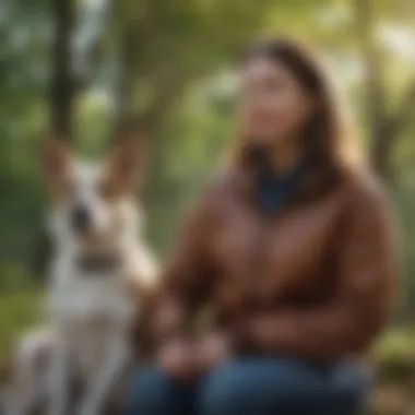 A serene environment showing dogs relaxing with their owners.